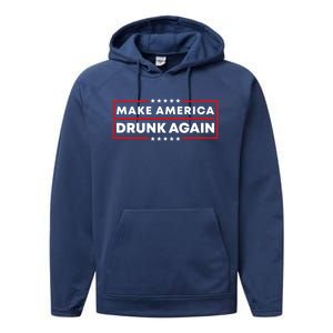 Make America Drunk Again Patriotic 4th Of July Beer Ing Meaningful Gift Performance Fleece Hoodie