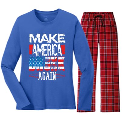 Make America Drunk Again Meaningful Gift Women's Long Sleeve Flannel Pajama Set 