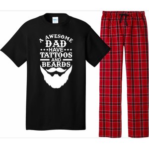 Men Awesome Dads Have Tattoos And Beards Gift Funny Fathers Day Gift Pajama Set