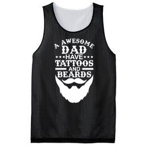 Men Awesome Dads Have Tattoos And Beards Gift Funny Fathers Day Gift Mesh Reversible Basketball Jersey Tank