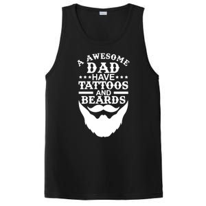 Men Awesome Dads Have Tattoos And Beards Gift Funny Fathers Day Gift PosiCharge Competitor Tank