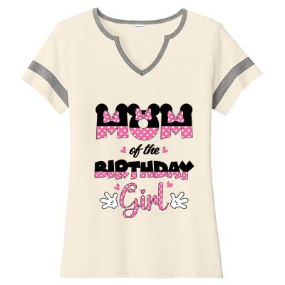 Mom And Dad Birthday Girl Mouse Family Matching Ladies Halftime Notch Neck Tee