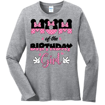 Mom And Dad Birthday Girl Mouse Family Matching Ladies Long Sleeve Shirt