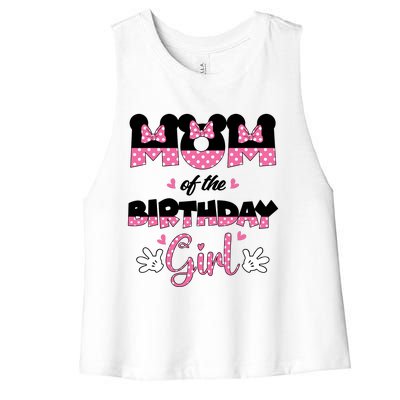 Mom And Dad Birthday Girl Mouse Family Matching Women's Racerback Cropped Tank