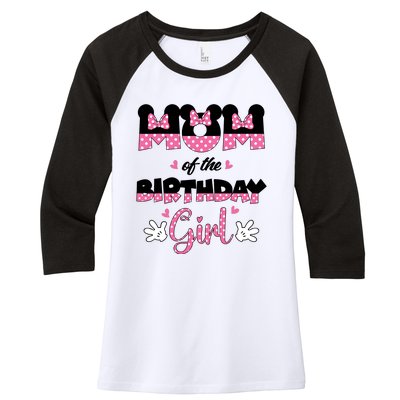 Mom And Dad Birthday Girl Mouse Family Matching Women's Tri-Blend 3/4-Sleeve Raglan Shirt