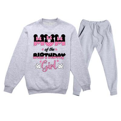 Mom And Dad Birthday Girl Mouse Family Matching Premium Crewneck Sweatsuit Set