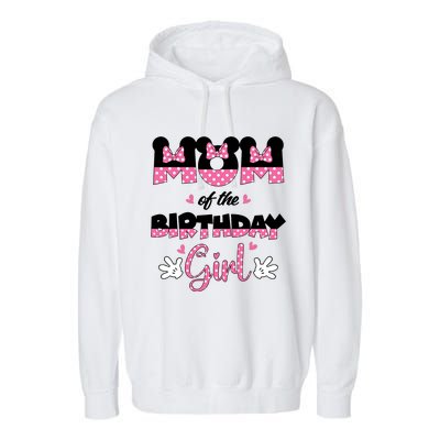 Mom And Dad Birthday Girl Mouse Family Matching Garment-Dyed Fleece Hoodie