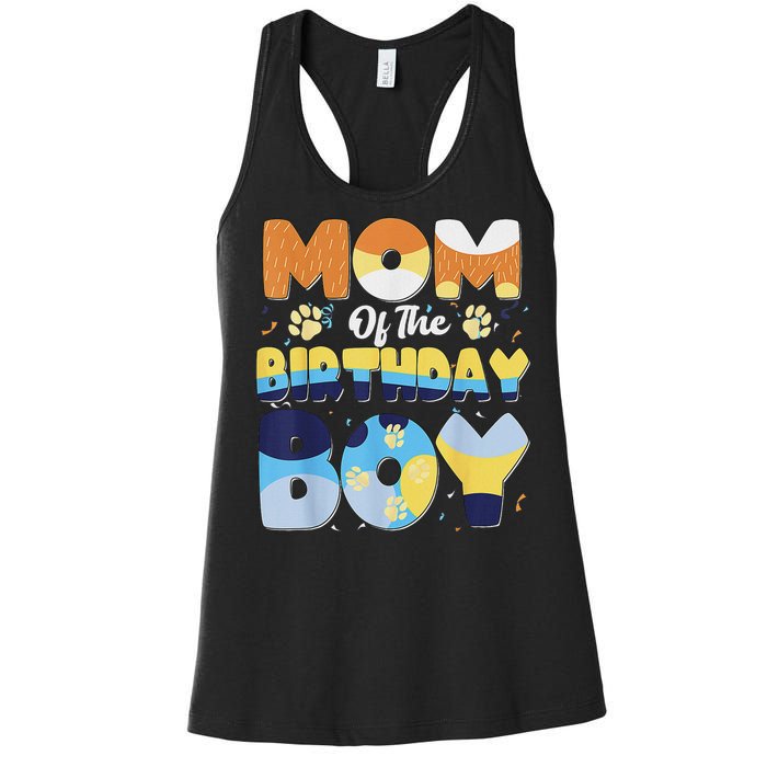 Mom And Dad Birthday Boy Dog Family Matching Women's Racerback Tank