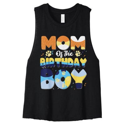 Mom And Dad Birthday Boy Dog Family Matching Women's Racerback Cropped Tank