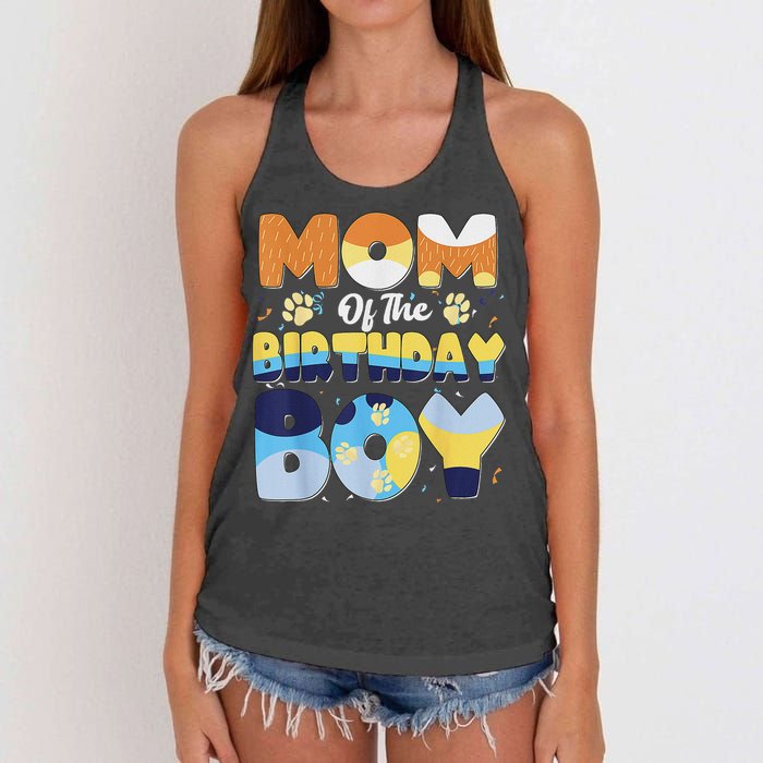 Mom And Dad Birthday Boy Dog Family Matching Women's Knotted Racerback Tank