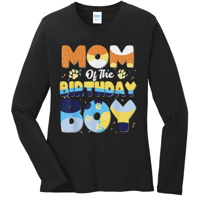 Mom And Dad Birthday Boy Dog Family Matching Ladies Long Sleeve Shirt