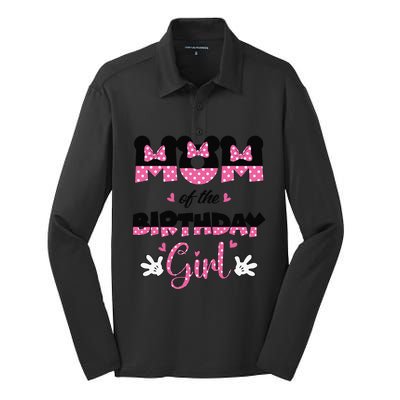 Mom And Dad Birthday Girl Mouse Family Matching Silk Touch Performance Long Sleeve Polo