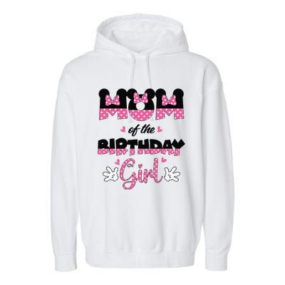 Mom And Dad Birthday Girl Mouse Family Matching Garment-Dyed Fleece Hoodie