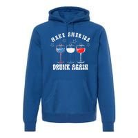 Make America Drunk Again Funny 4th Of July Wine Decorations Gift Premium Hoodie