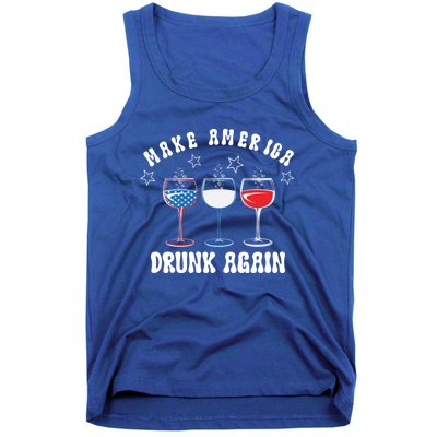 Make America Drunk Again Funny 4th Of July Wine Decorations Gift Tank Top