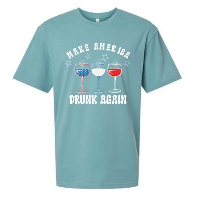 Make America Drunk Again Funny 4th Of July Wine Decorations Gift Sueded Cloud Jersey T-Shirt