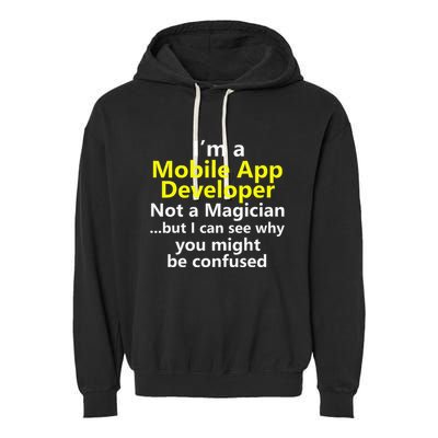 Mobile App Developer Ux Ui Design Web Job Title Career Garment-Dyed Fleece Hoodie