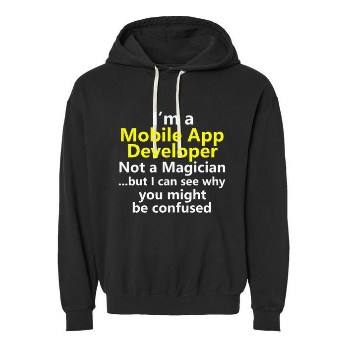 Mobile App Developer Ux Ui Design Web Job Title Career Garment-Dyed Fleece Hoodie