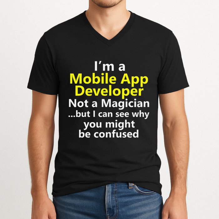 Mobile App Developer Ux Ui Design Web Job Title Career V-Neck T-Shirt