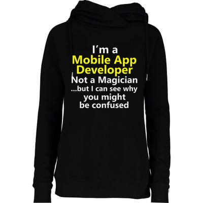 Mobile App Developer Ux Ui Design Web Job Title Career Womens Funnel Neck Pullover Hood