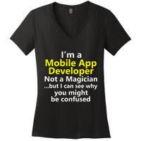 Mobile App Developer Ux Ui Design Web Job Title Career Women's V-Neck T-Shirt