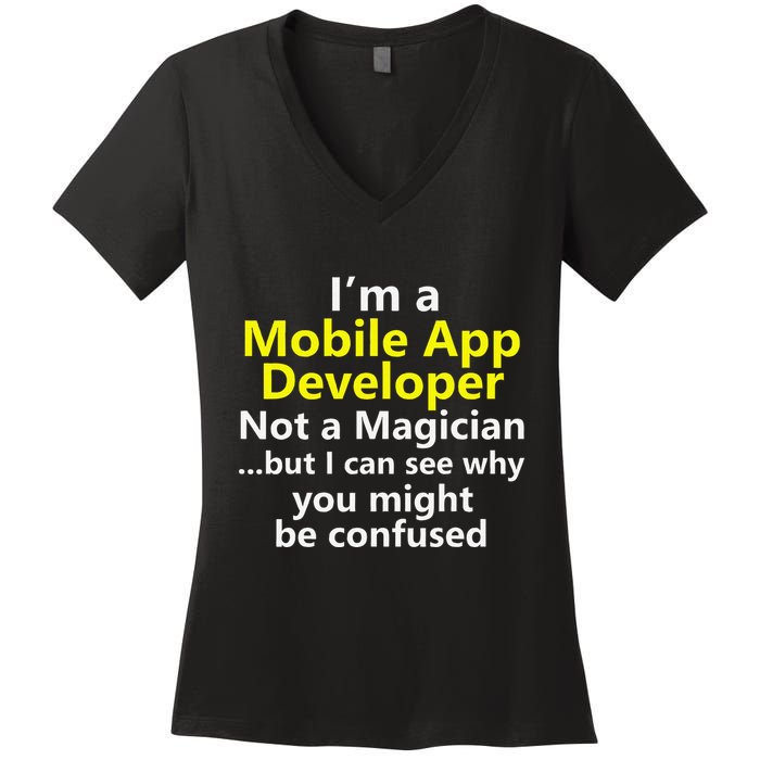 Mobile App Developer Ux Ui Design Web Job Title Career Women's V-Neck T-Shirt