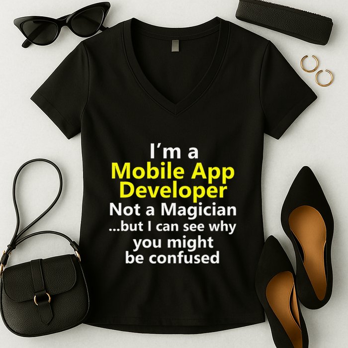 Mobile App Developer Ux Ui Design Web Job Title Career Women's V-Neck T-Shirt