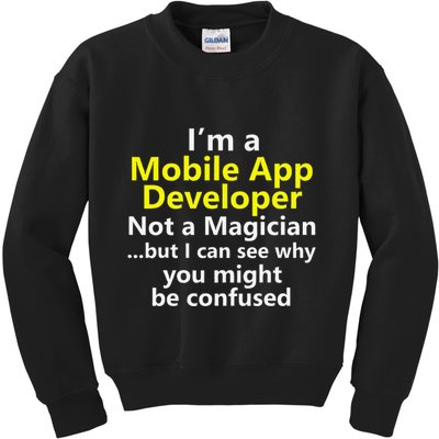 Mobile App Developer Ux Ui Design Web Job Title Career Kids Sweatshirt