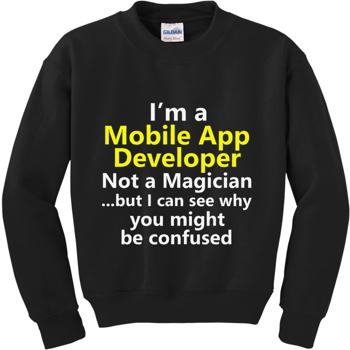 Mobile App Developer Ux Ui Design Web Job Title Career Kids Sweatshirt