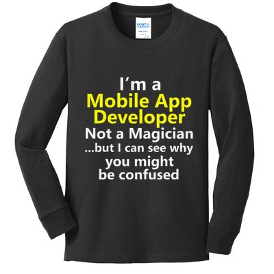 Mobile App Developer Ux Ui Design Web Job Title Career Kids Long Sleeve Shirt