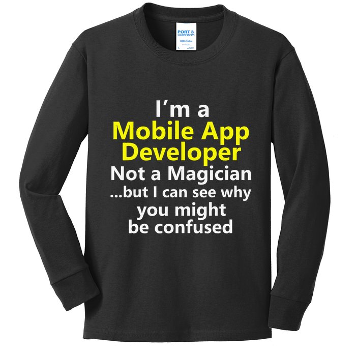 Mobile App Developer Ux Ui Design Web Job Title Career Kids Long Sleeve Shirt