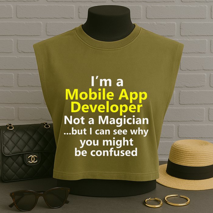Mobile App Developer Ux Ui Design Web Job Title Career Garment-Dyed Women's Muscle Tee
