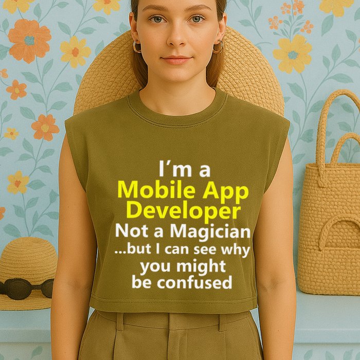 Mobile App Developer Ux Ui Design Web Job Title Career Garment-Dyed Women's Muscle Tee