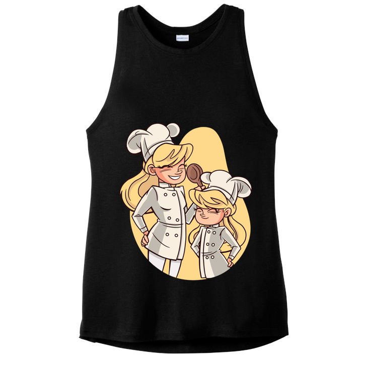Mom And Daughter Chefs Gift Ladies PosiCharge Tri-Blend Wicking Tank
