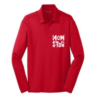 Momster And Dadcula Halloween Mom And Dad Silk Touch Performance Long Sleeve Polo