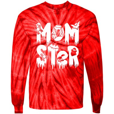 Momster And Dadcula Halloween Mom And Dad Tie-Dye Long Sleeve Shirt