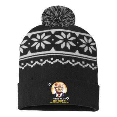 Missed Again Dont Forget To Re Elect Trump Again USA-Made Snowflake Beanie