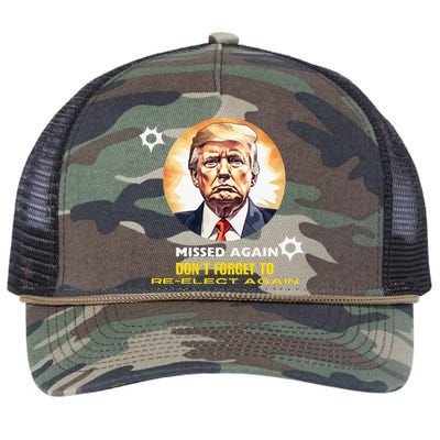 Missed Again Dont Forget To Re Elect Trump Again Retro Rope Trucker Hat Cap