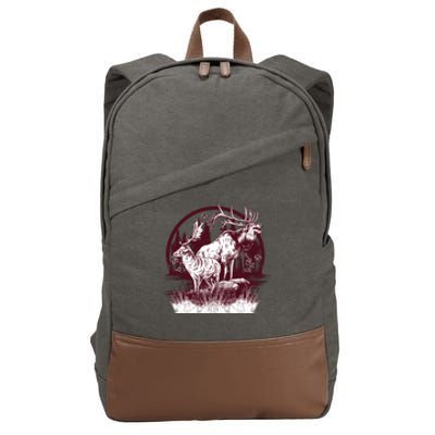 Moose And Deer Cotton Canvas Backpack