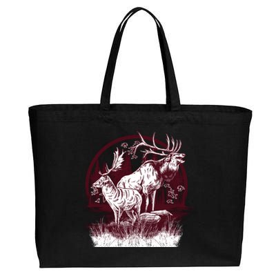 Moose And Deer Cotton Canvas Jumbo Tote