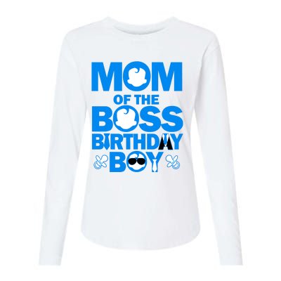 Mom And Dad Of The Boss Birthday Boy Baby Family Party Decor Womens Cotton Relaxed Long Sleeve T-Shirt