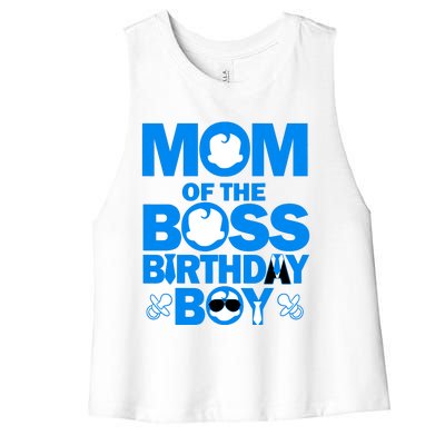 Mom And Dad Of The Boss Birthday Boy Baby Family Party Decor Women's Racerback Cropped Tank