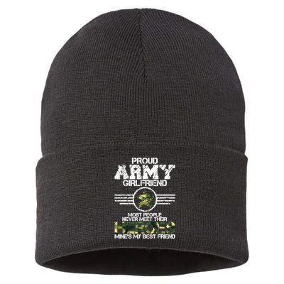 Military Appreciation Day Proud Army Girlfriend Gift T Sustainable Knit Beanie