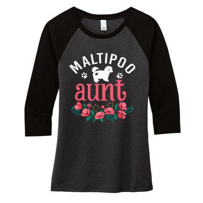 Maltipoo Aunt Dog Gifts Wo Dog Pet Lover Owner Christmas Women's Tri-Blend 3/4-Sleeve Raglan Shirt