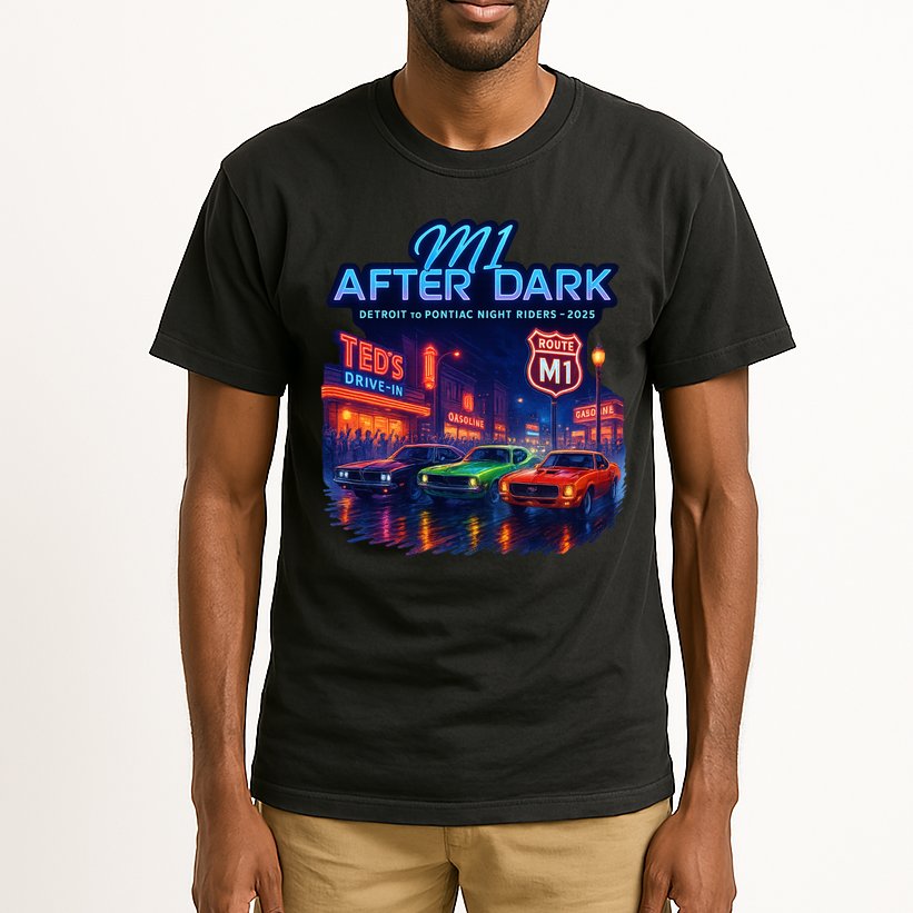 M1 After Dark Detroit To Pontiac Night Riders Woodward Ave M1 2025 Tall T-Shirt