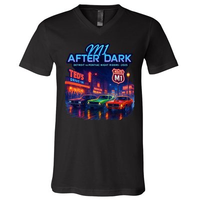M1 After Dark Detroit To Pontiac Night Riders Woodward Ave M1 2025 V-Neck T-Shirt