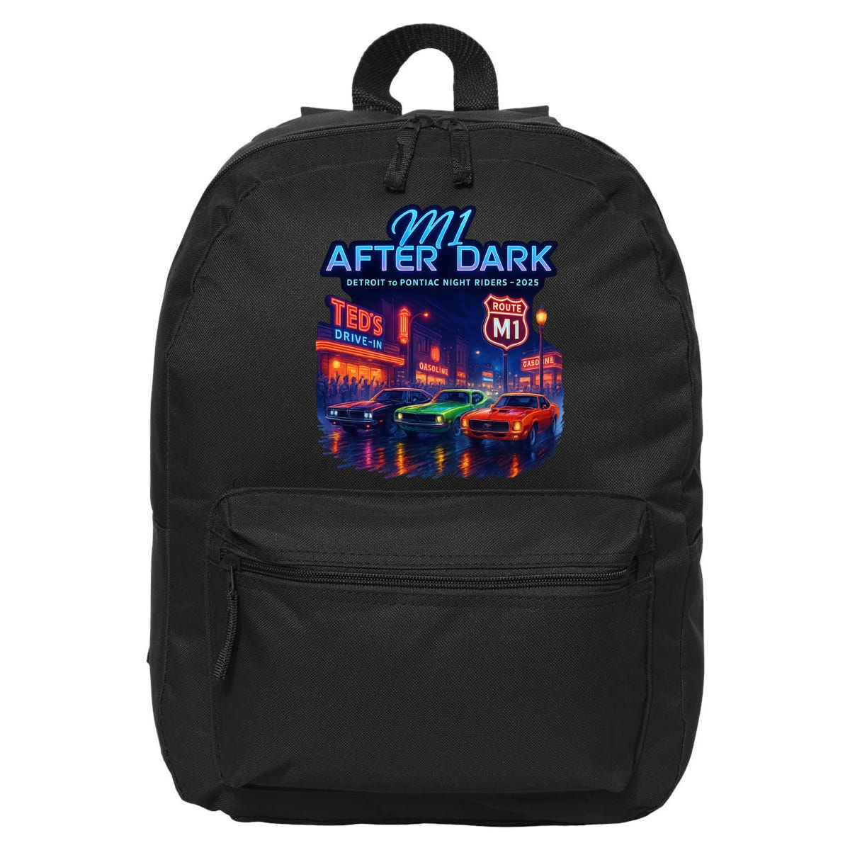 M1 After Dark Detroit To Pontiac Night Riders Woodward Ave M1 2025 16 in Basic Backpack