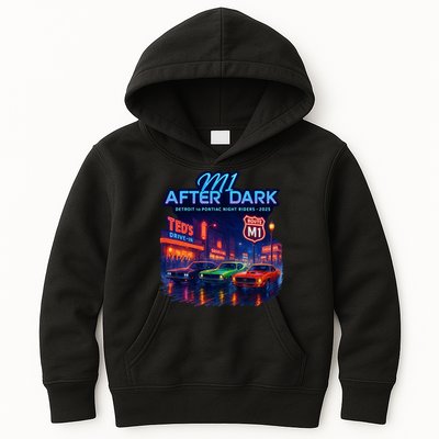 M1 After Dark Detroit To Pontiac Night Riders Woodward Ave M1 2025 Kids Hoodie
