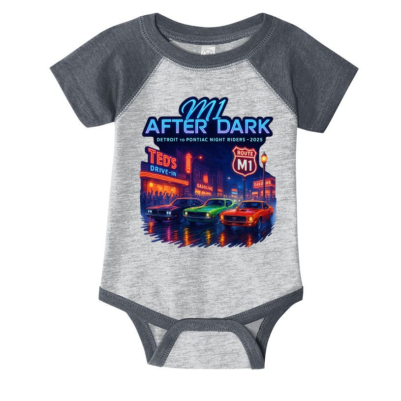 M1 After Dark Detroit To Pontiac Night Riders Woodward Ave M1 2025 Infant Baby Jersey Bodysuit