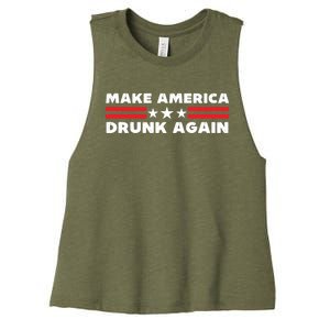 Make America Drunk Again Funny 4th Of July American Patriot Gift Women's Racerback Cropped Tank